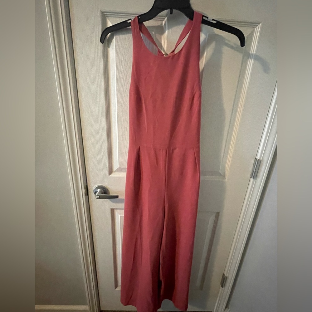 Pink Maxi Jumpsuit Sleeveless Romper Strappy Cross Straps Back